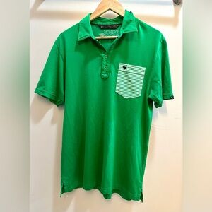 Travis Mathew Golf Polo Men’s Shirt Chive Keep Calm Carry On Size M